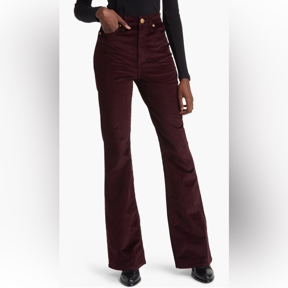 rag & bone Denim - NWT rag & bone Burgundy High Waist Corduroy Flare Pants size 24